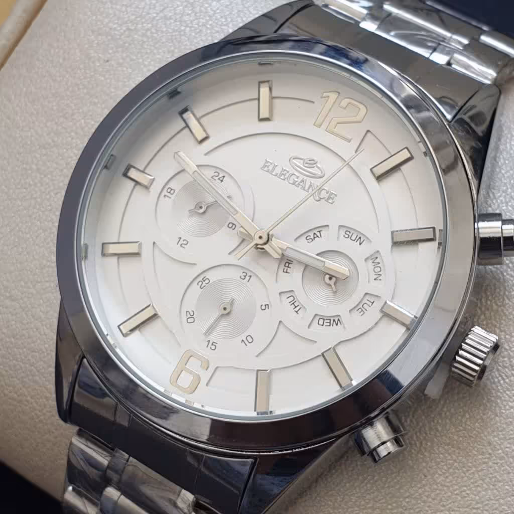 ساعت مچی مردانه الگانس استیل صفحه سفید ELEGANCE 