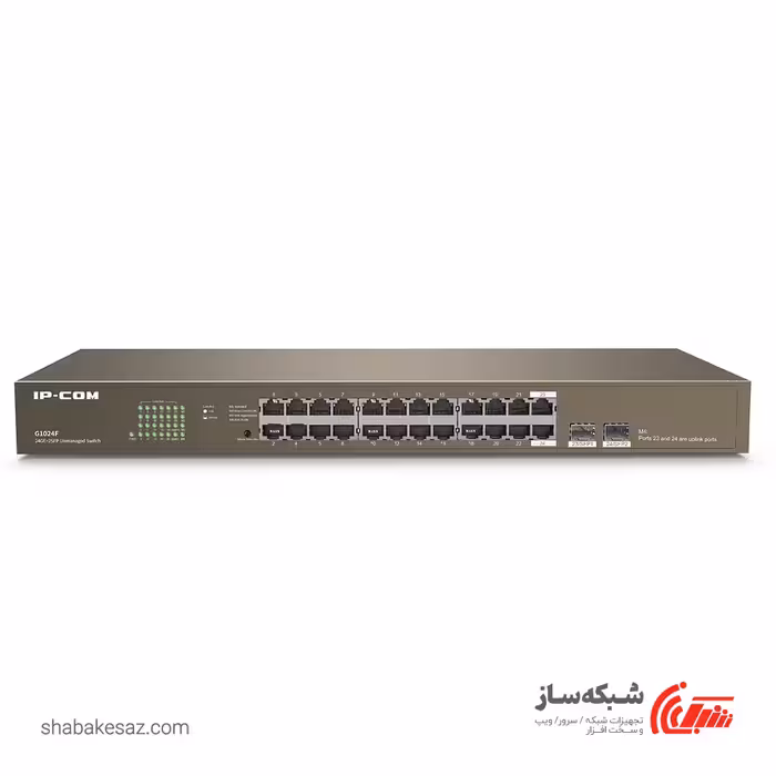 قیمت و خرید سوئیچ شبکه گیگابیت رکمونت ای پی کام IPCOM G1024F رکمونت 24 پورت با دو پورت SFP - شبکه ساز