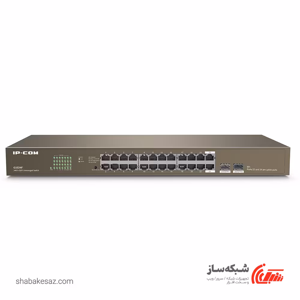 قیمت و خرید سوئیچ شبکه گیگابیت رکمونت ای پی کام IPCOM G1024F رکمونت 24 پورت با دو پورت SFP - شبکه ساز