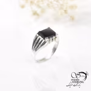 انگشتر نقره مردانه با سنگ اونیکس کد 6085