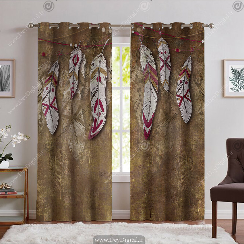 پرده شیک پتینه با پرهای سه بعدی PK-6587