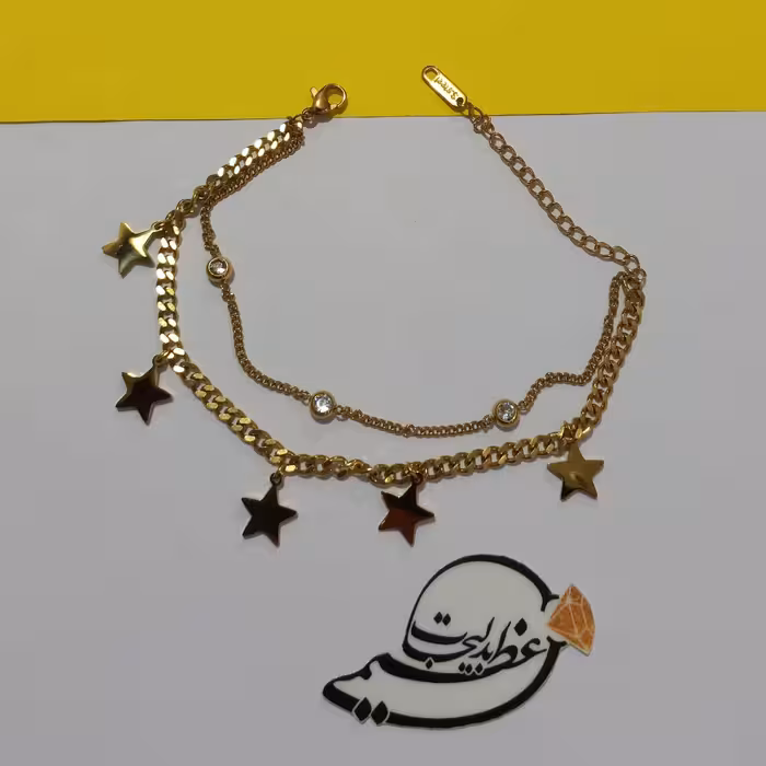 دستبند استیل دو ردیفه جذاب و بسیار با کیفیت ،آبکاری عالی و رنگ ثابت