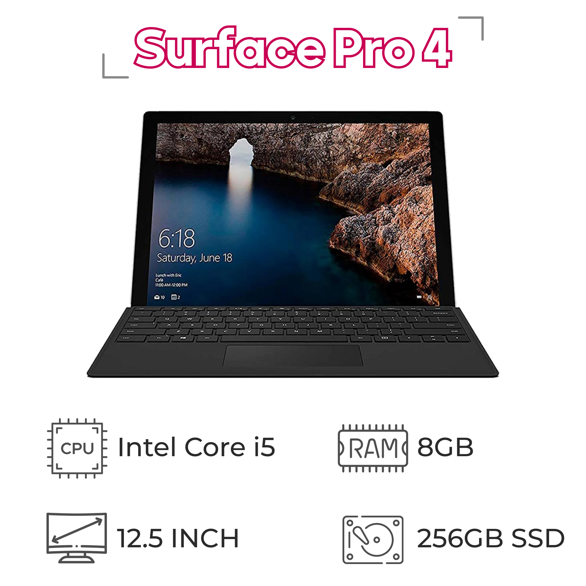 سرفیس استوک پرو 4 مدل Surface Pro 4 i5-8-256