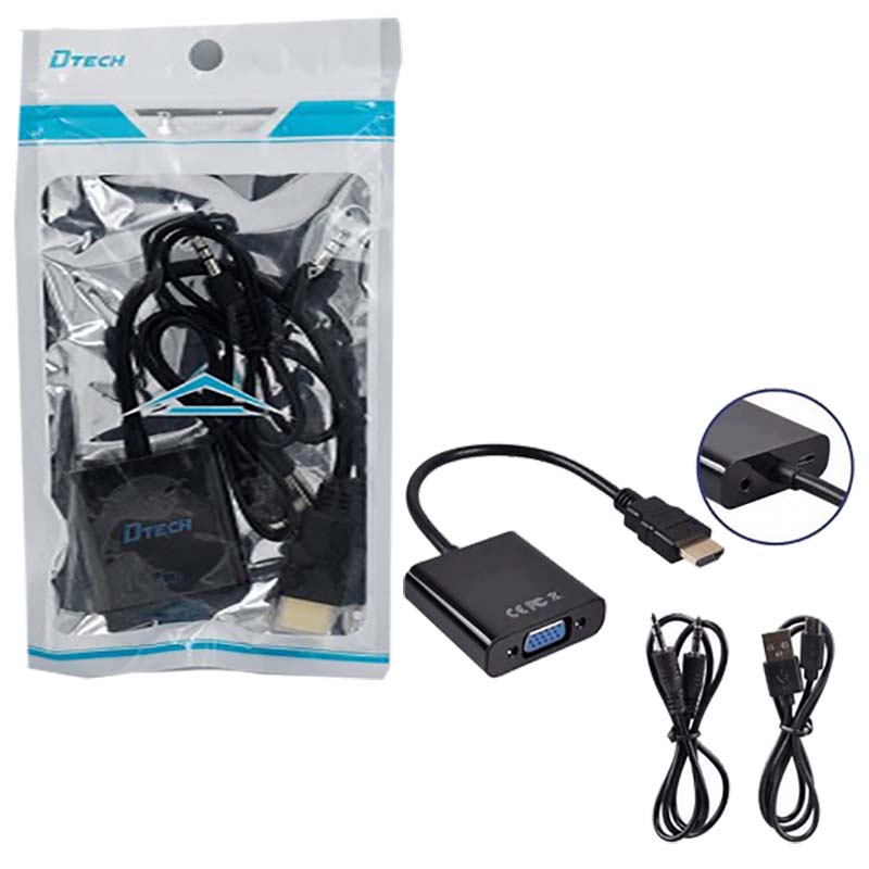 تبدیل HDMI To VGA Audio Power دی تک D-Tech