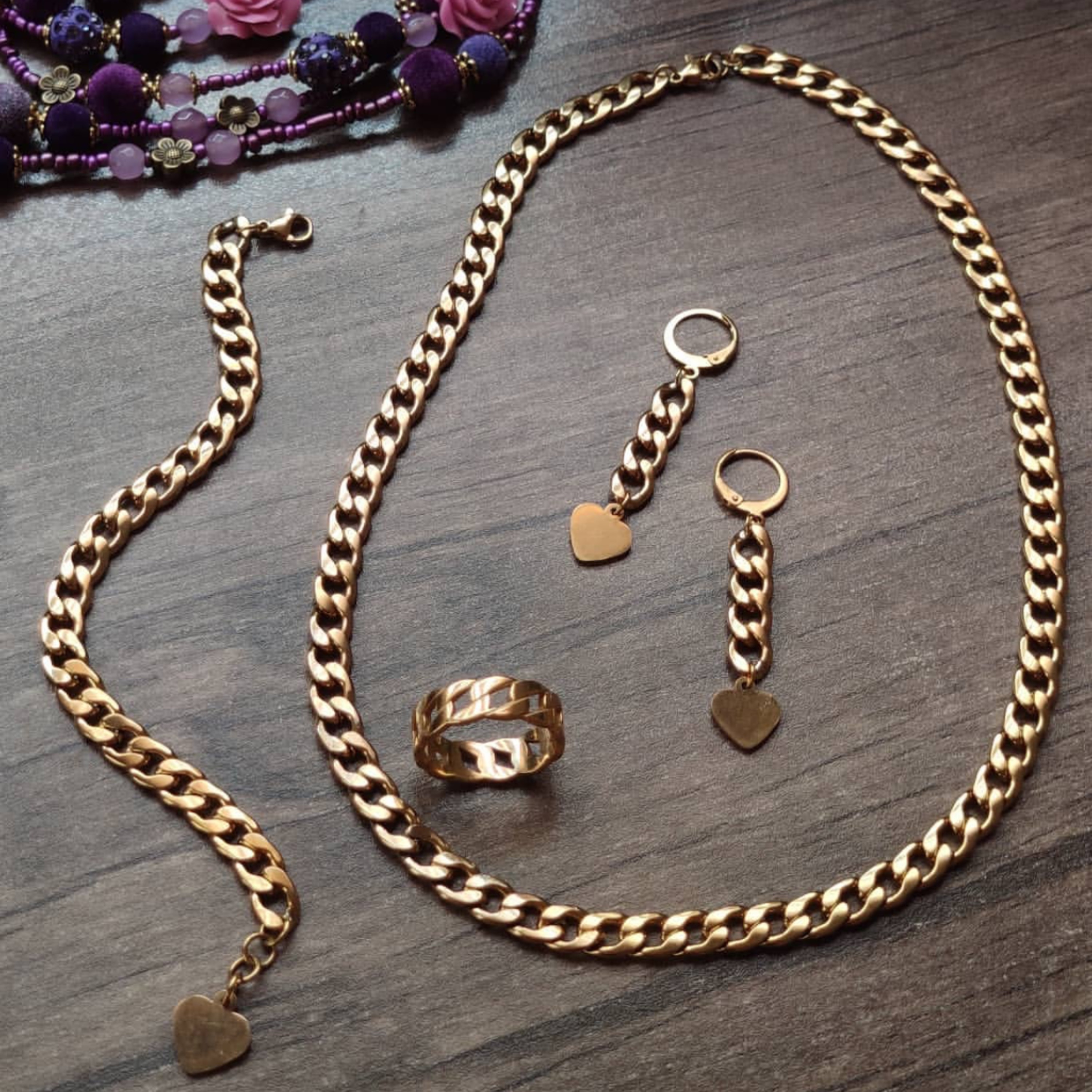 ست استیل با آویز قلب