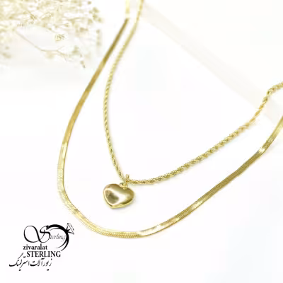گردنبند استیل ماری زنجیر پیچ و قلب کد 6023