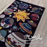 فرش پاتریس  فرش گلیم کودک  400شانه طرح منظومه سرمه ای سایز 6متری