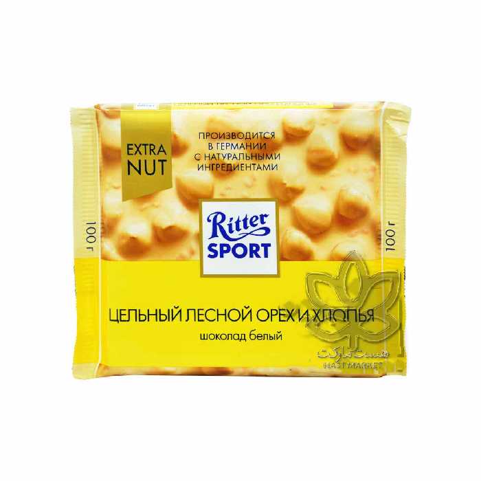 شکلات سفید با فندق کامل و کورن فلکس 100 گرم ریتر اسپرت - ritter sport