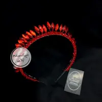 تل تاج کوتاه قرمز ظریف نیم تاج کوتاه دخترانه زنانه قرمز یلدایی اکسسوری مو تاج عروس ریسه مو تل 