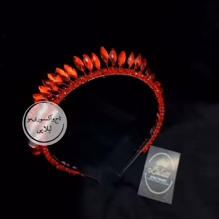 تل تاج کوتاه قرمز ظریف نیم تاج کوتاه دخترانه زنانه قرمز یلدایی اکسسوری مو تاج عروس ریسه مو تل 