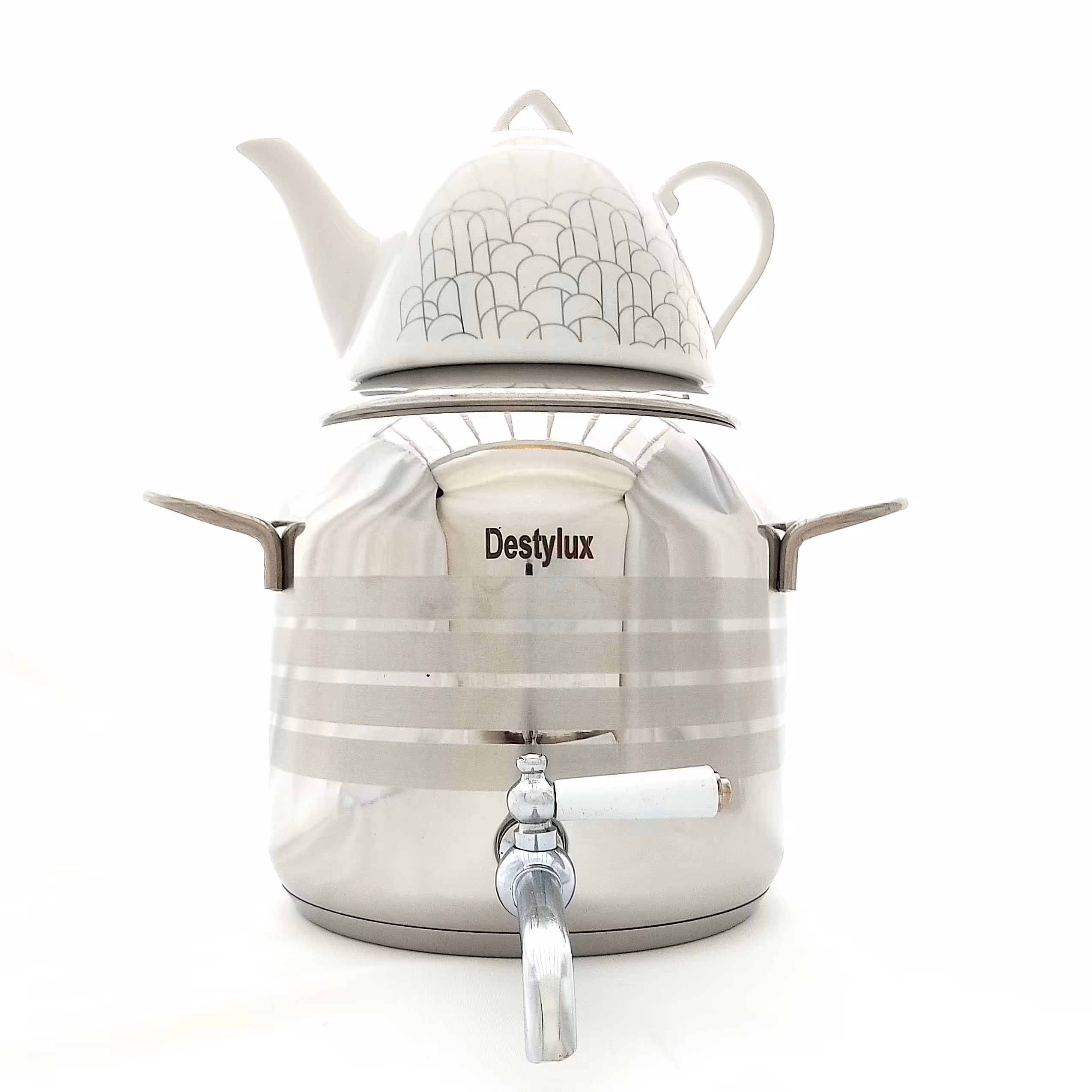 کتری قوری شیردار دستی لوکس کف چدن دسته استیل ظرفیت پنج لیتر 