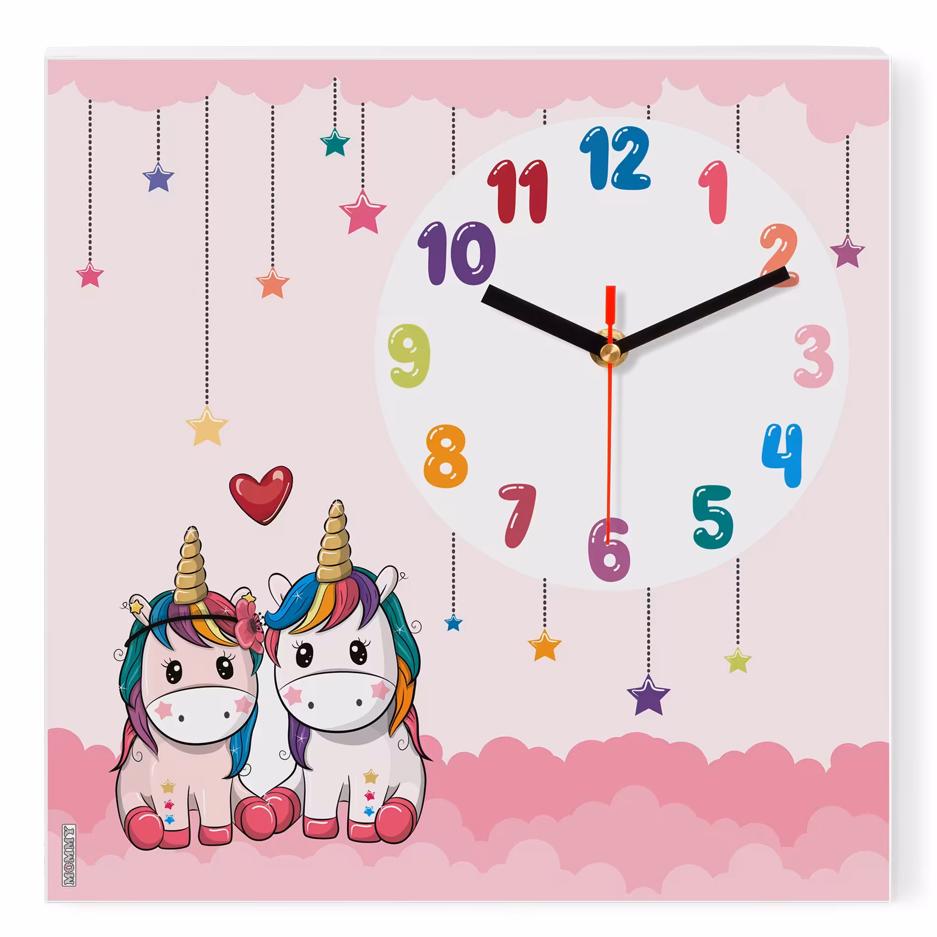 ساعت دیواری کودک MOMMY طرح یونیکورن کد 1032