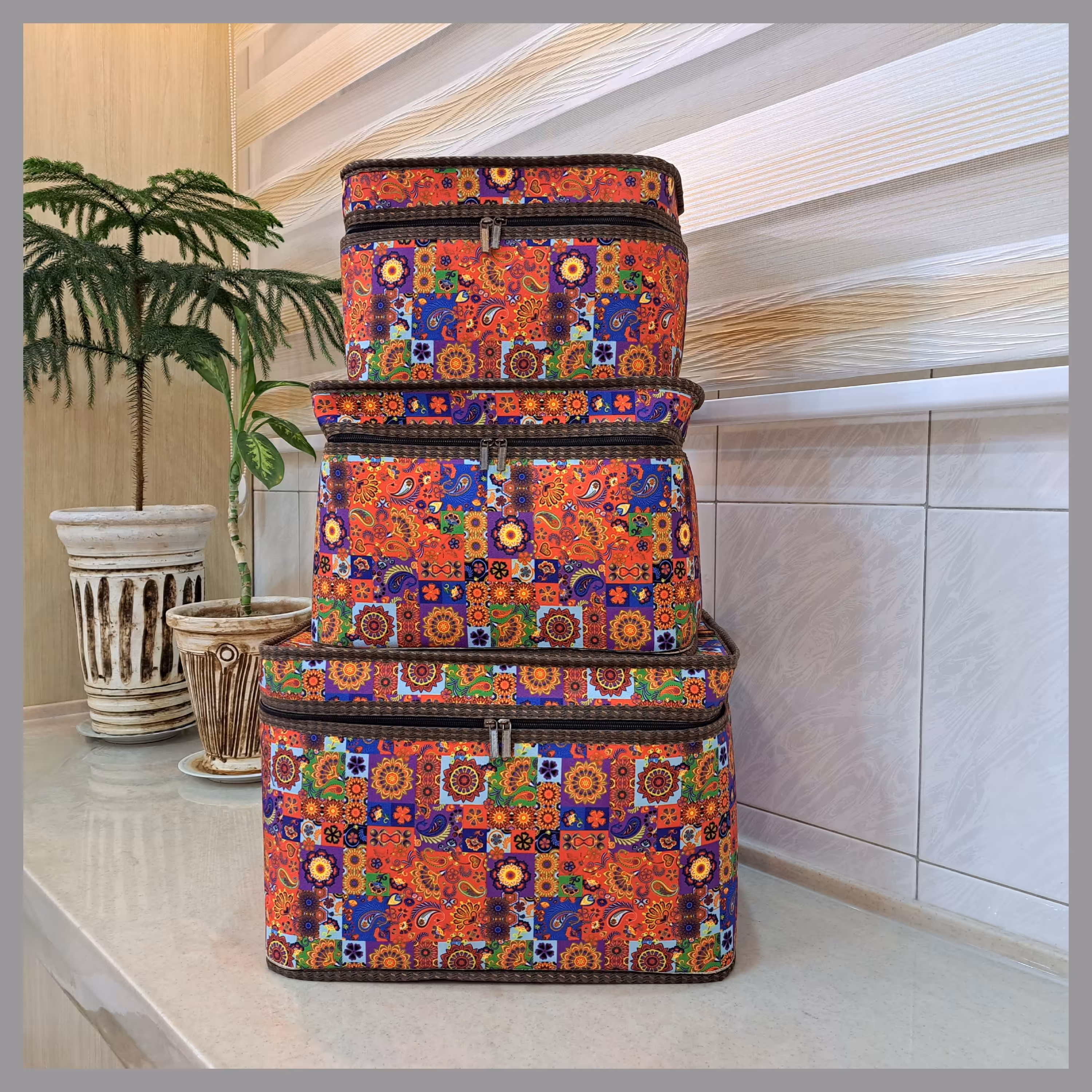 سرویس سه تکه باکس نظم دهنده لباس کرپ، ضد رطوبت ،جامه دان کرپ