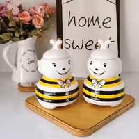 عسل خوری سرامیکی راه راه قاشق دار