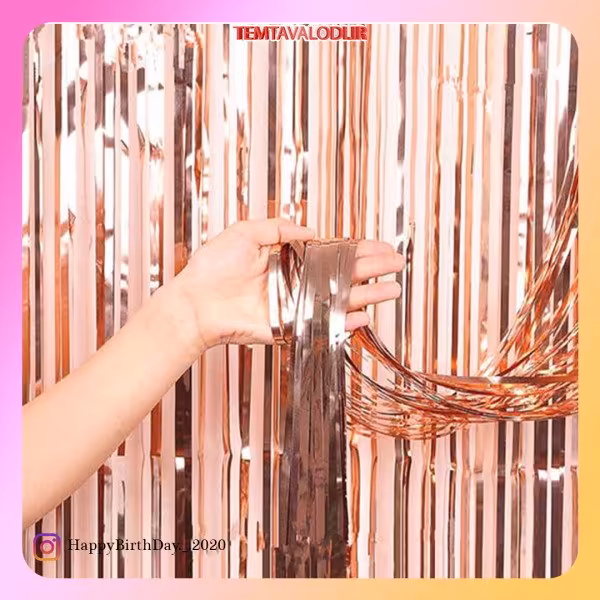 پرده متالایز رز گلد