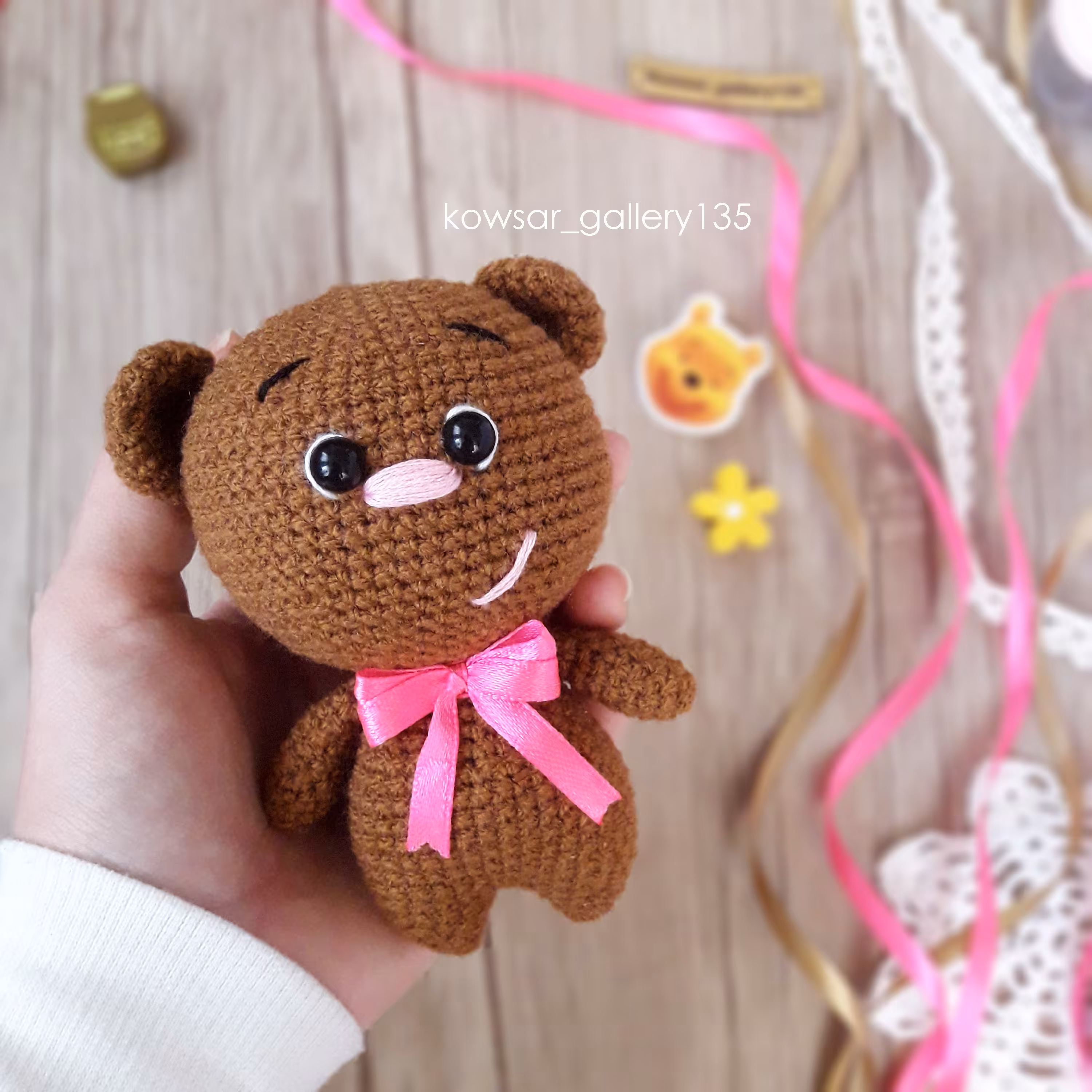 عروسک خرس شکلاتی دستبافت شهر عروسکی کوثر