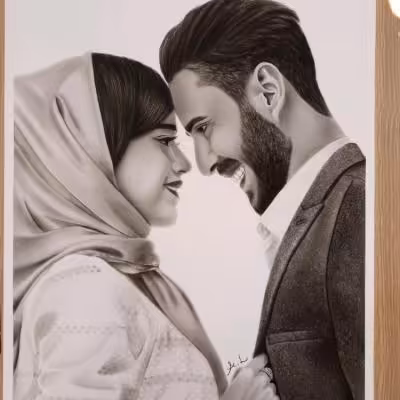 نقاشی چهره سیاه قلم