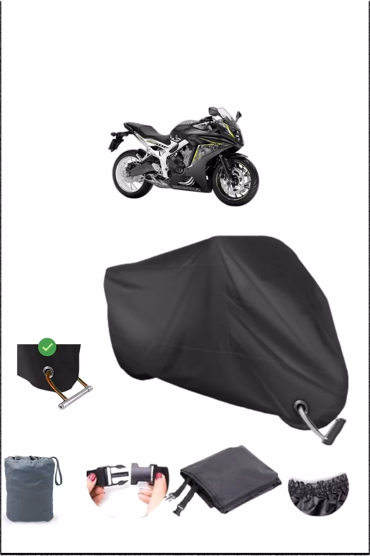 چادر موتورسیکلت مشکی قفل مقاوم در برابر HONDA CBR650FA Breen