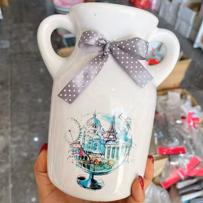 گلدان سرامیکی دو دسته اسپرت