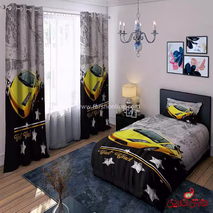 روتختی طرح ماشین مسابقه زرد کد 15361