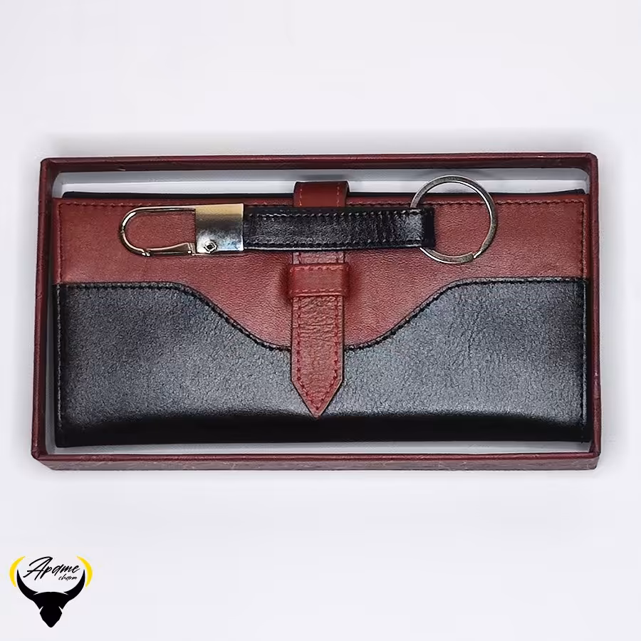 ست دوتیکه کیف پول اسپرت و جاکلیدی چرم طبیعی کد 186