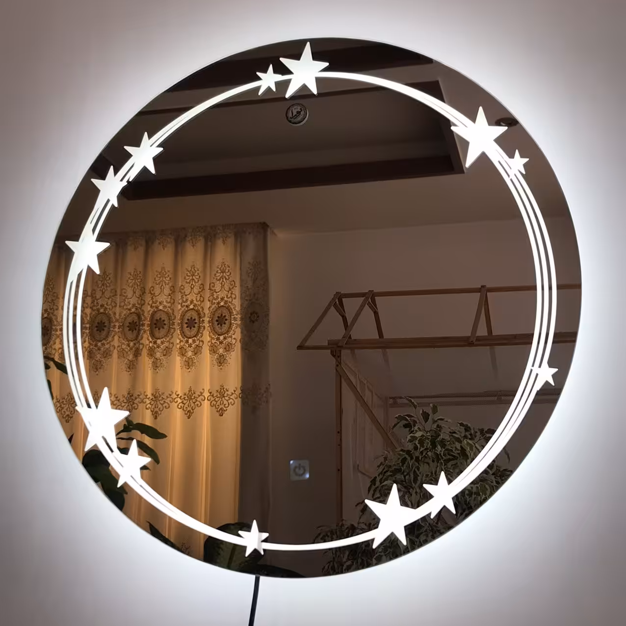 آینه بک لایت نورا . طرح ستاره درخشان. مجهز به سنسور لمسی 12 ولت . قطر 60 سانت