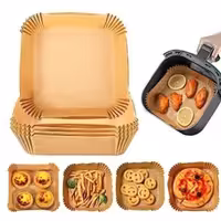 کاغذ سرخکن مربعی سایز  متوسط مخصوص سرخکن و فر و ماکروفر  بسته بندی 100 تایی با قطرکف 16 سانت و دهانه کاغذ 20 سانت 