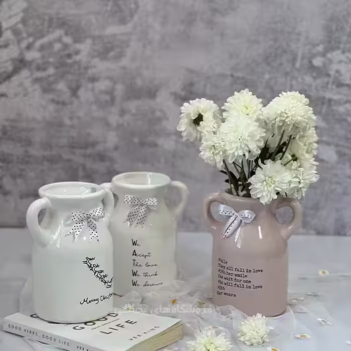 گلدان سرامیکی مدل دودسته هوم