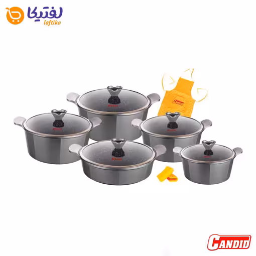 سرویس قابلمه بایوگرانیت 10 پارچه کاندید مدل اسکار رنگ دودی