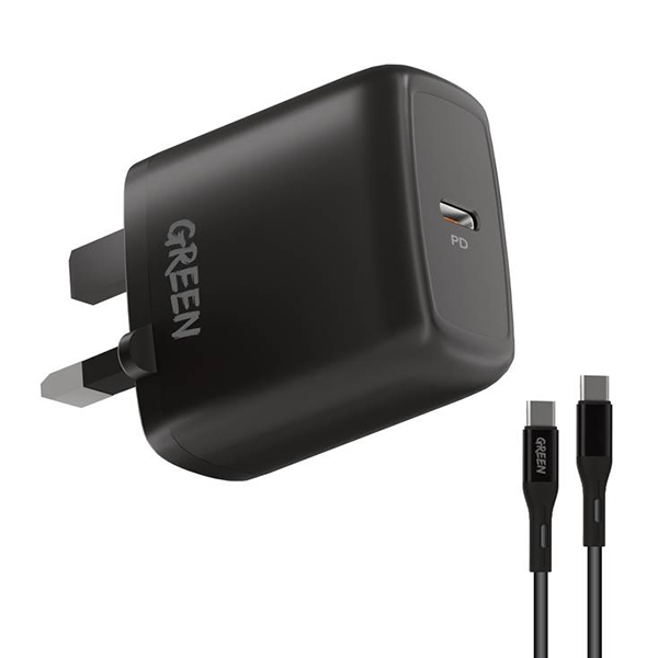 شارژر دیواری گرین لاین مدل GN20UKCCBK به همراه کابل تبدیل USB-C