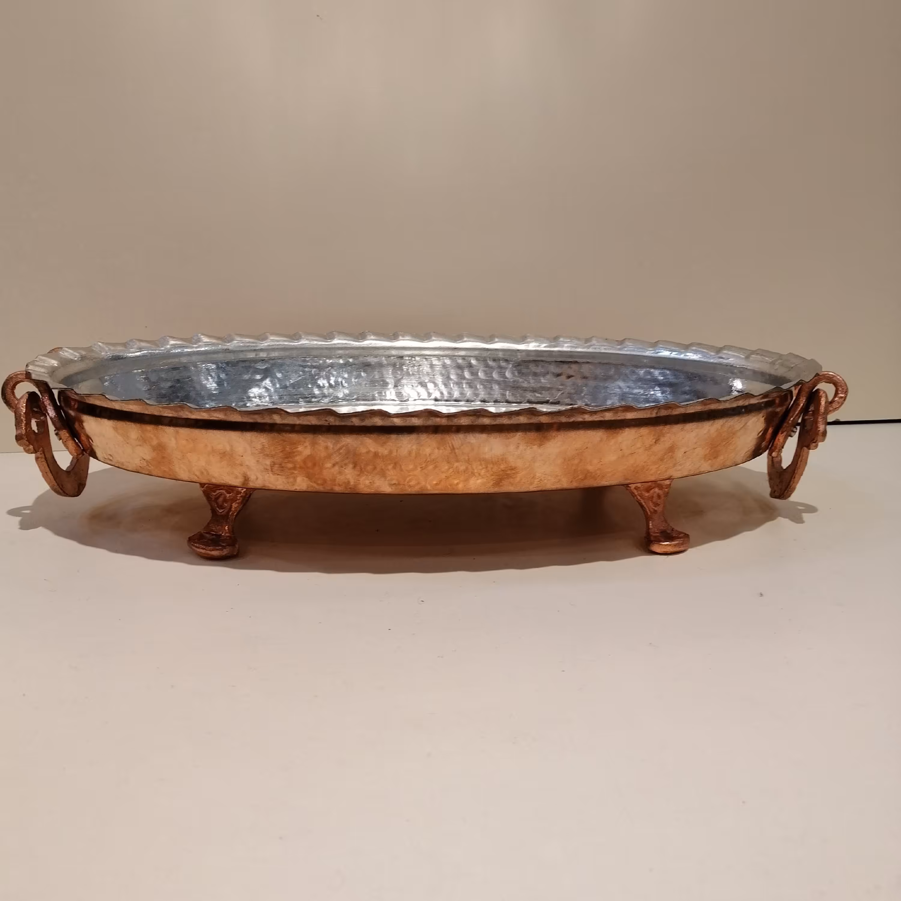 دیس بیضی مسی سایز 3 پایه کوتاه