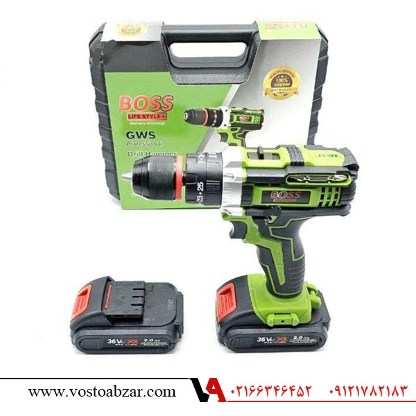 مجموعه دریل شارژی چکشی 36 ولت باس مدل Bs36v