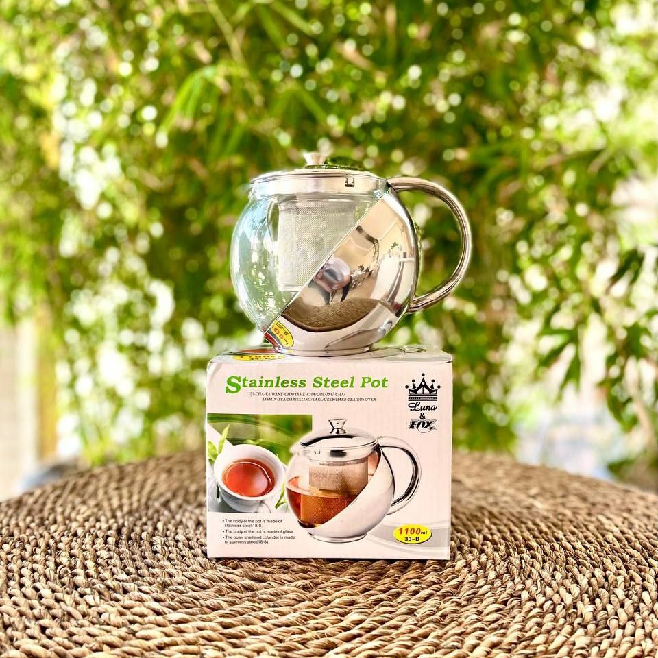 قوری توپی پیرکس و استیل 1100 میل کد حامدی