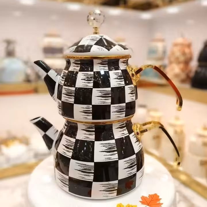 فروش فوق العاده جدیدترین کتری قوری لعابی درب الماسیساخت کشور ترکیه 