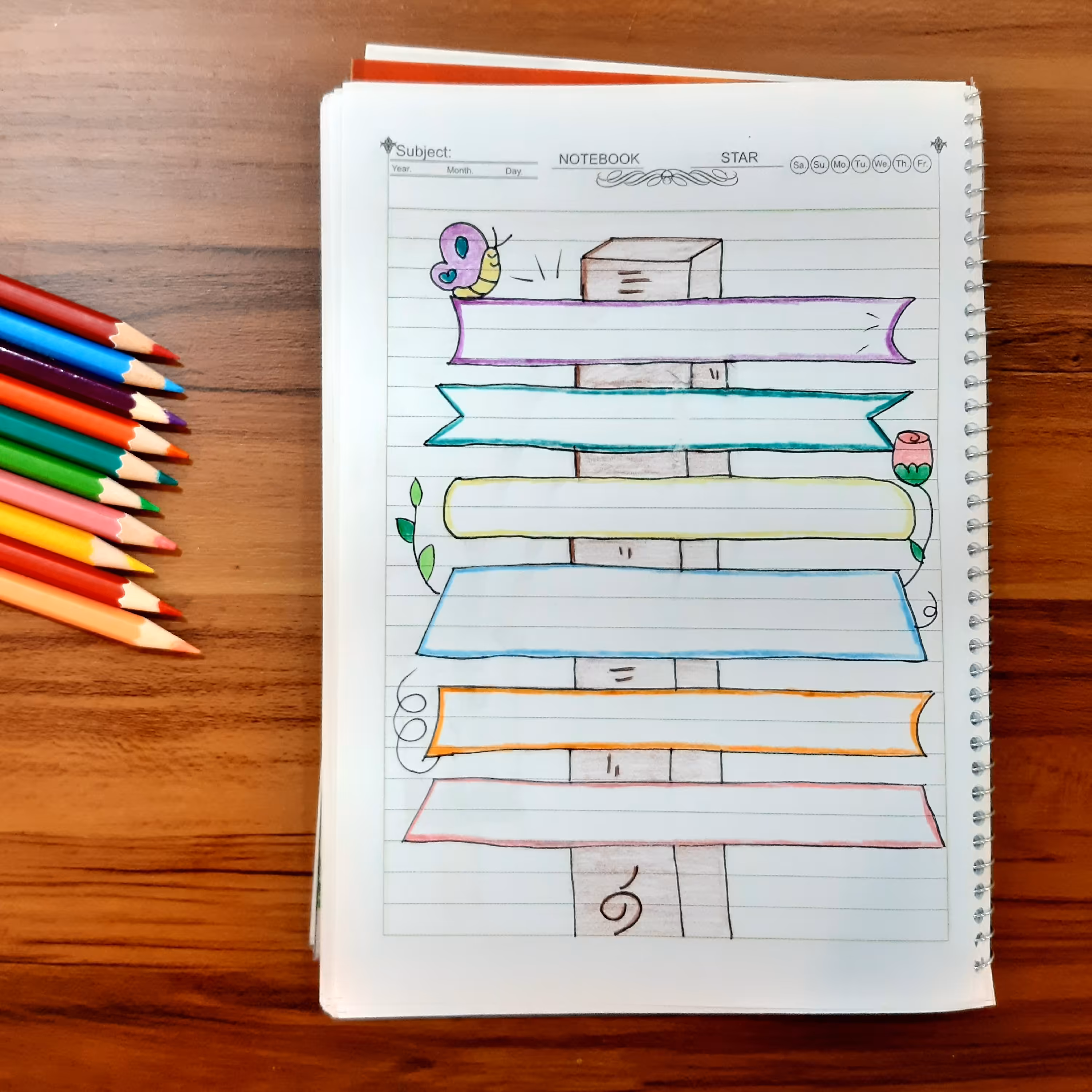 دفتر جمله نویسی حاشیه تزیین شده دخترانه