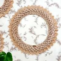 قاب آینه مکرومه سایز بزرگ  70سانتیمتر رنگ شیری بدون آینه