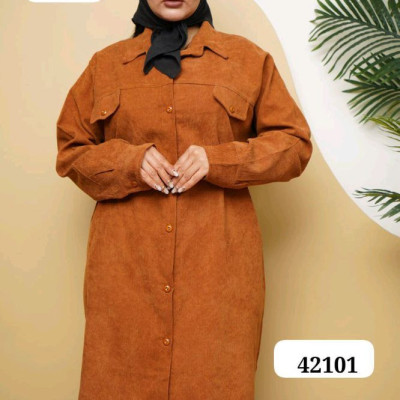 مانتو مخمل کبریتی سایز بزرگ تا سایز 58 کد 42101