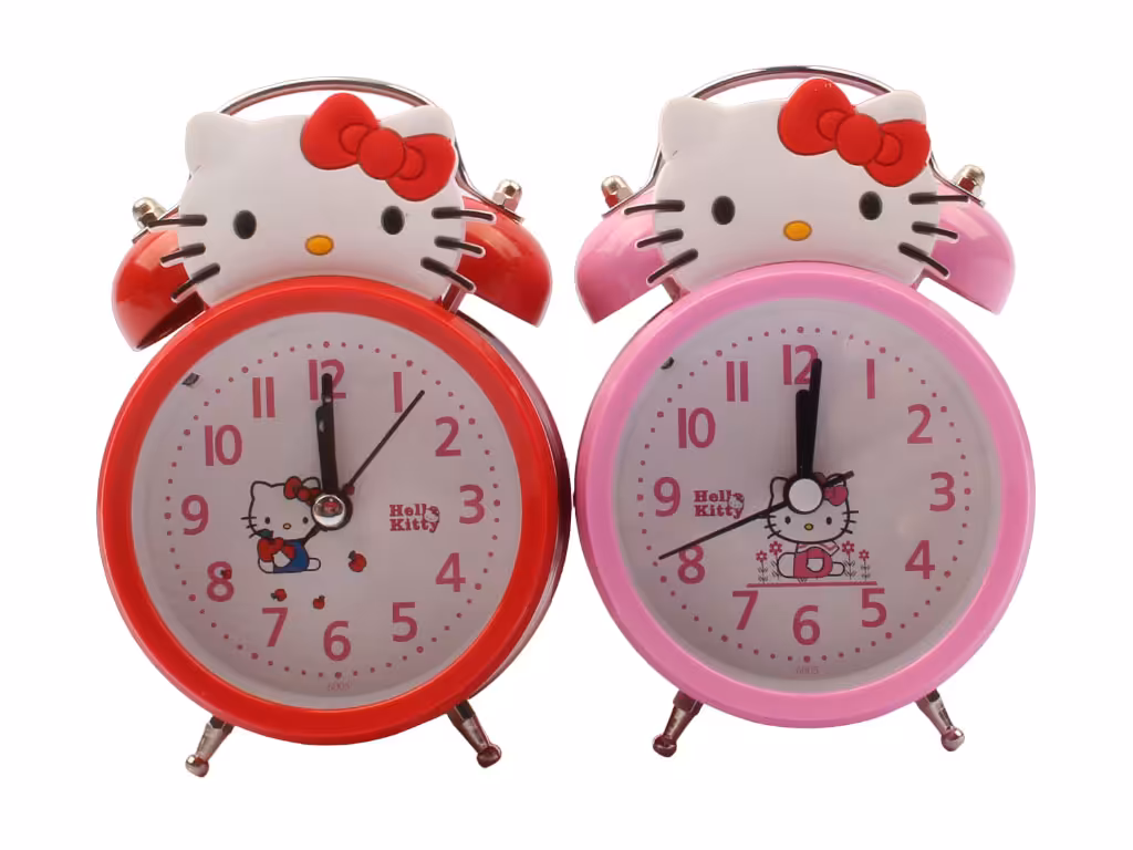 ساعت پایه دار رومیزی و شماته ای چراغ دار دخترانه هلوکیتی