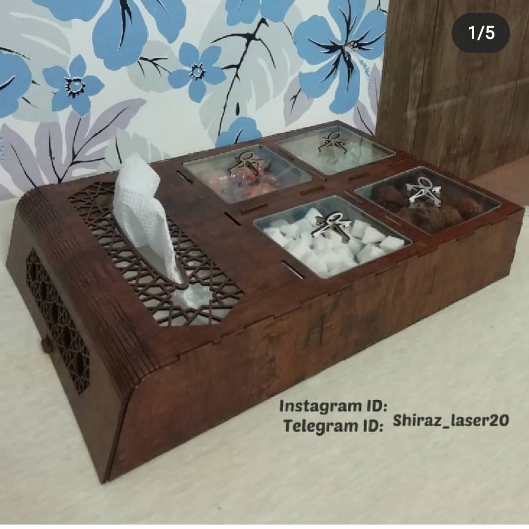 جعبه و باکس پذیرایی چوبی مدل 4 قسمتی