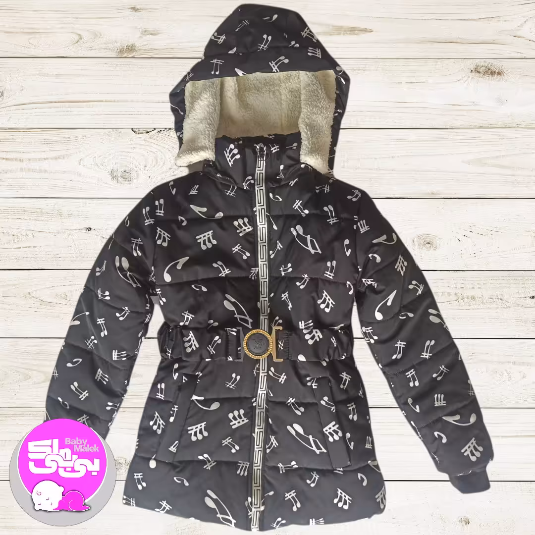 کاپشن دخترانه طرح نت موسیقی-مشکی-سایز50