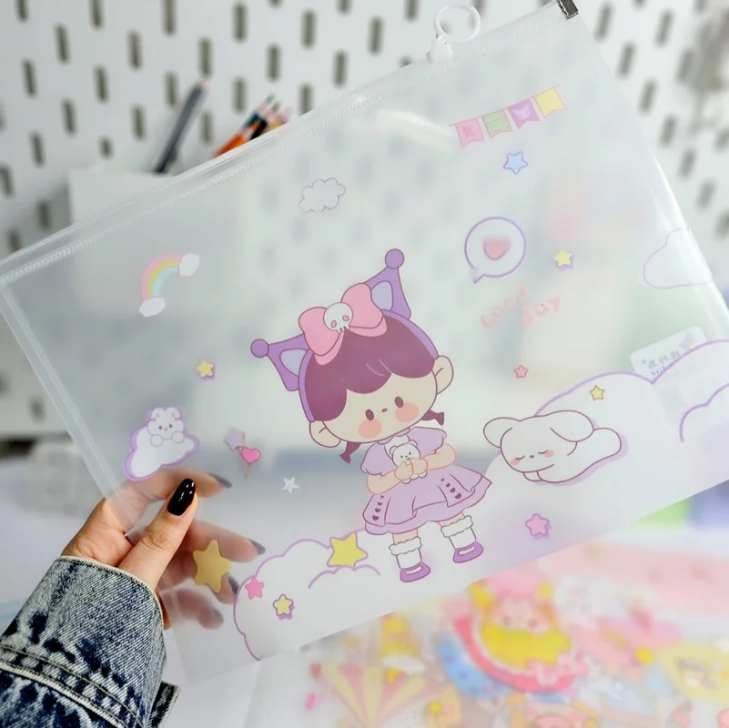 پوشه A4 زیپدار طرح دختر رنگی