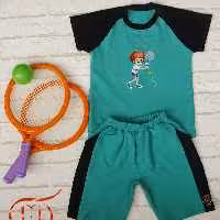 تیشرت شلوارک تریکو تیپ لاکرا طرح راکت DELA