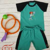 تیشرت شلوارک تریکو تیپ لاکرا طرح راکت DELA