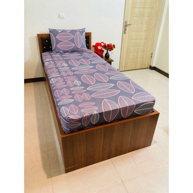 حراج ملحفه روتختی دو تیکه کشدار تشک تخت یک نفره سایز (90)مدل برگی