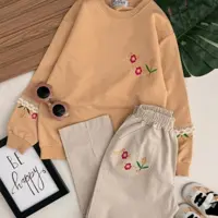 ست بلوز دورس پنبه لاکرا با خرجکار تور و شلوار کتان درجه یک مام غنچه