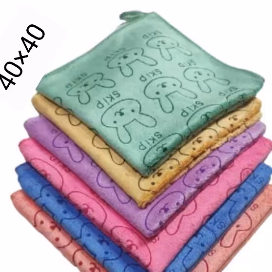 دستمال  خرگوشی سایز 40×40 جین کامل 12 عددی