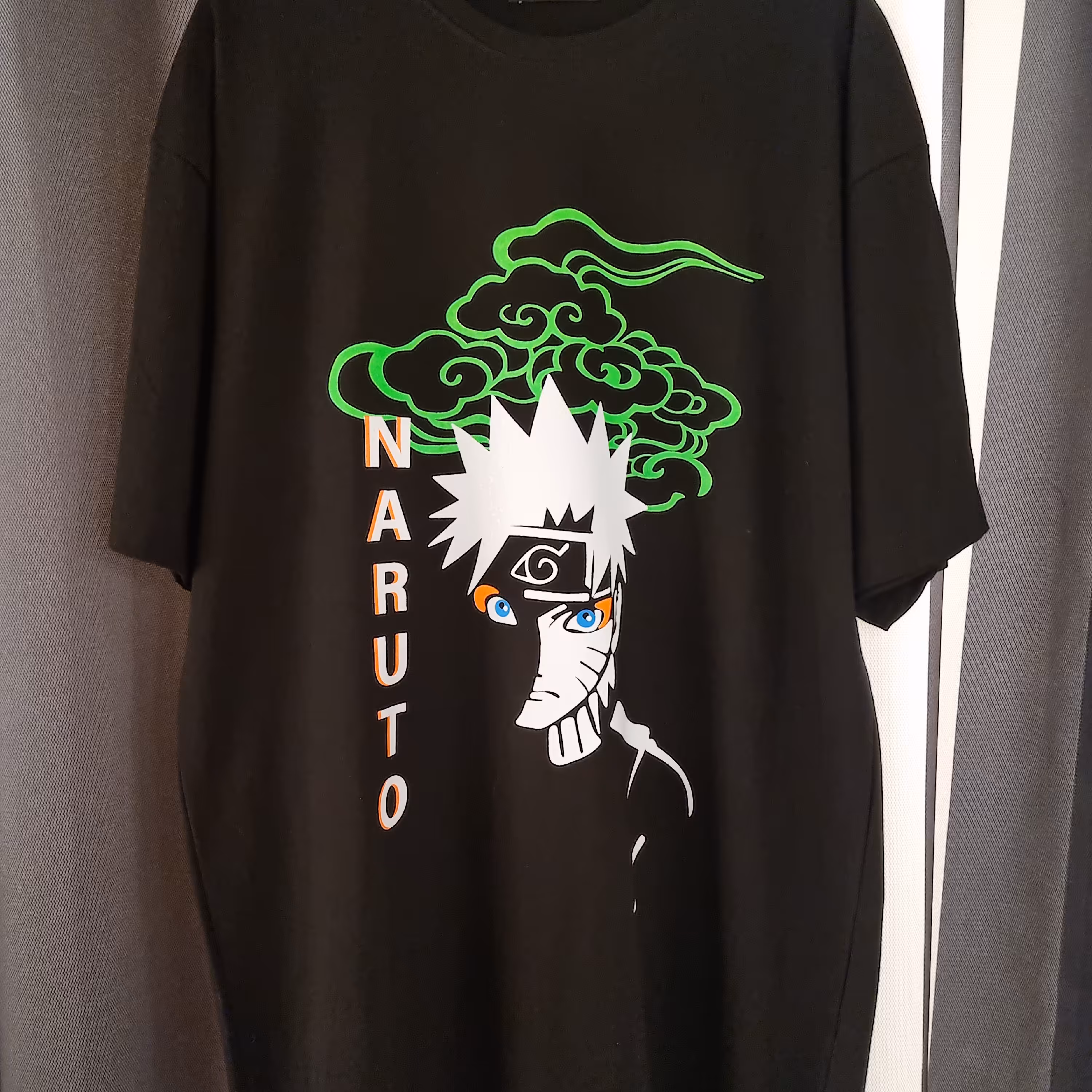 تیشرت انیمه ناروتو سایزبندی لارج تا 3 ایکس فوق با کیفیت مناسب همه سنین جنسیت ندارد چاپ بلک لایت ارسال رایگان