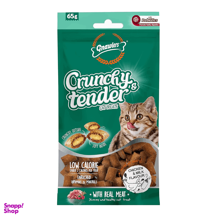 تشویقی اسنکی مغزدار گربه Gnawlers طعم مرغ و شیر وزن 65 گرم