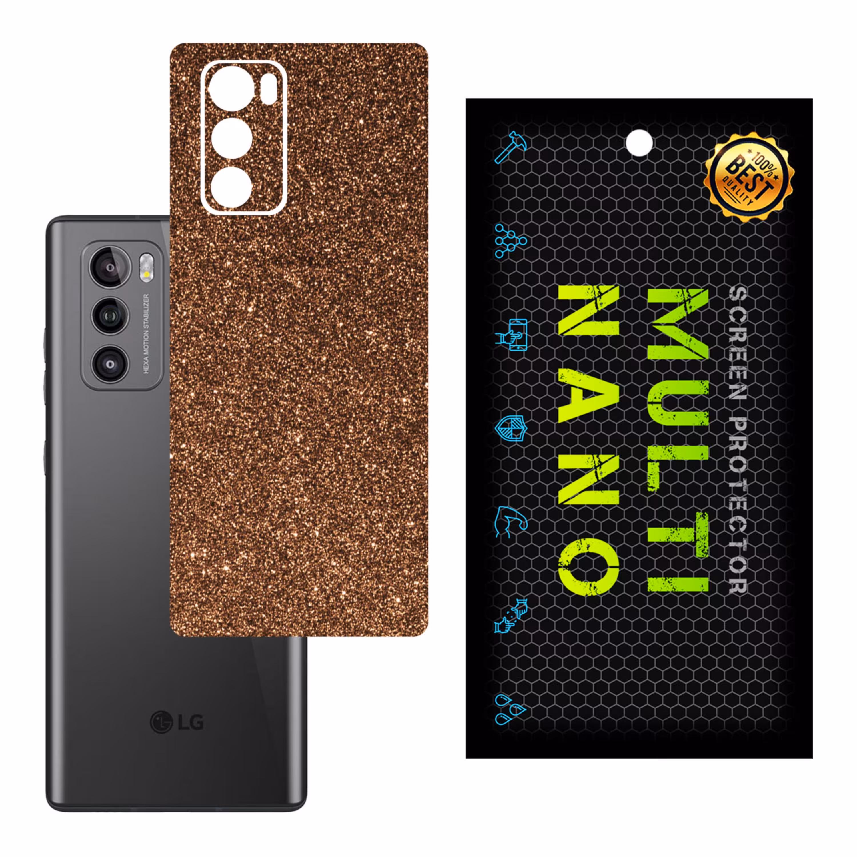 برچسب پوششی MultiNano مدل X-G1F-Bronze برای پشت موبایل ال جی Wing