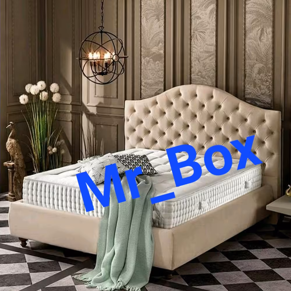 تختخواب باکس هتلی ثابت سایز 160  لبه دار  با تاج تخت خواب بدون تشک